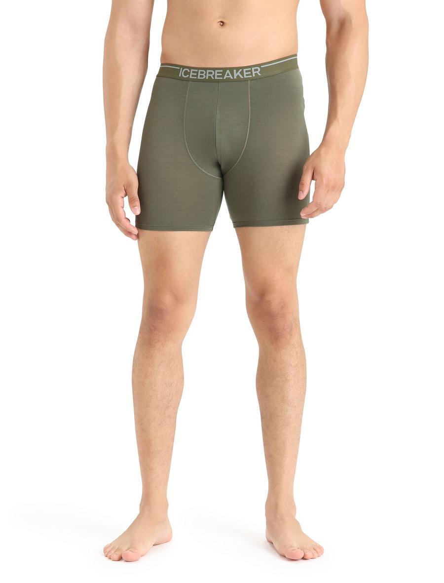 Sous Vêtement Icebreaker Merino Anatomica Long Boxers Homme Vert Olive | FR 1284YXFU